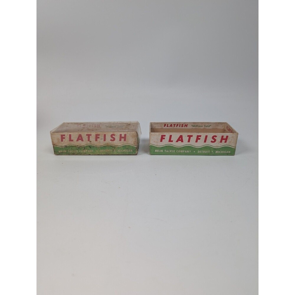 Vintage Helin Flatfish Empty Box Lot 2 Detroit MI Fishing